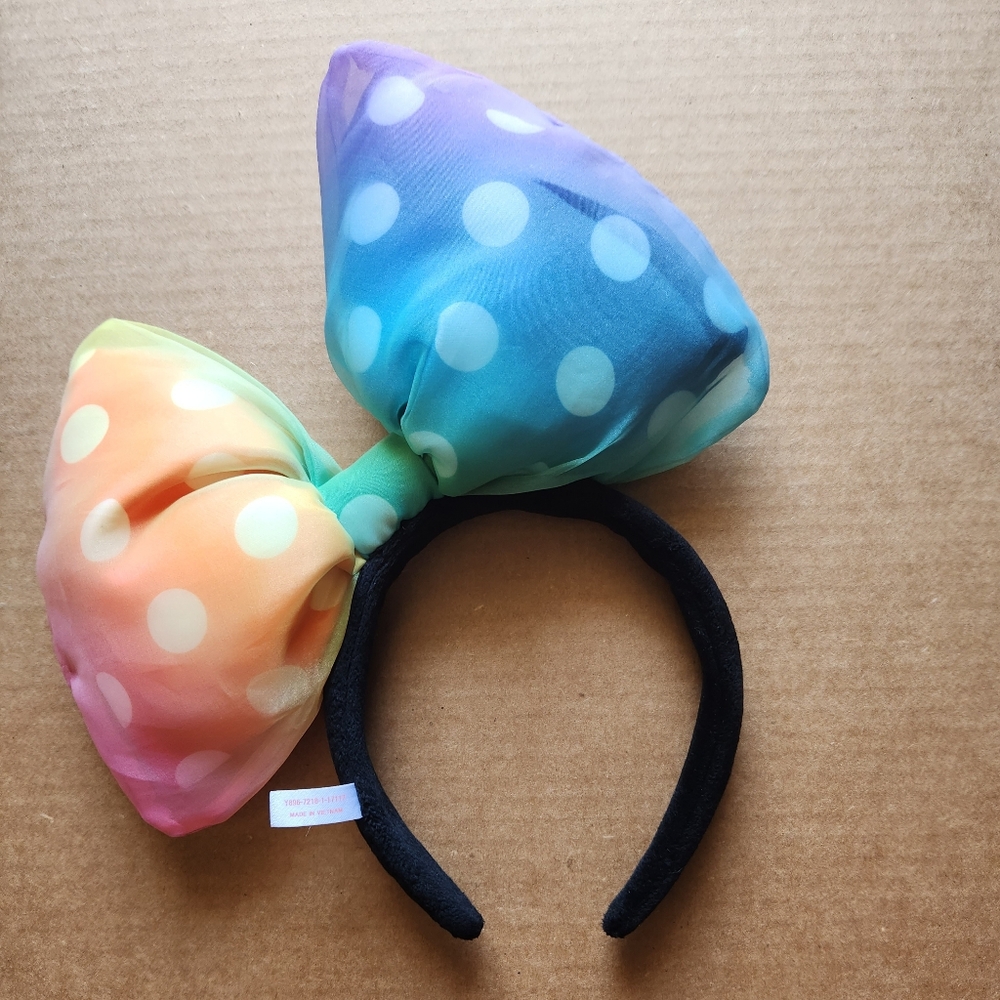 Tokyo Disneyland Rainbow Bow Minnie Mouse Headband Japan Disney Resort Kawaii - Picture 2 of 4